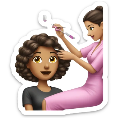 Brunette Girl getting a manicure at nail salon sticker