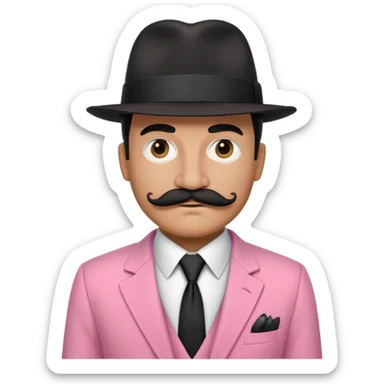 Mobster in Pink Suit – Pink jacket, black tie, mustache, black hat.



 sticker
