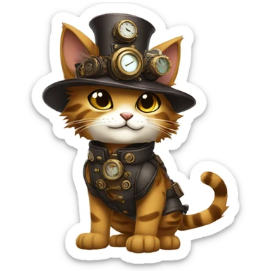 Anthro Fur-Sona feline-Fakémon with a steampunk-cap Full Body sticker