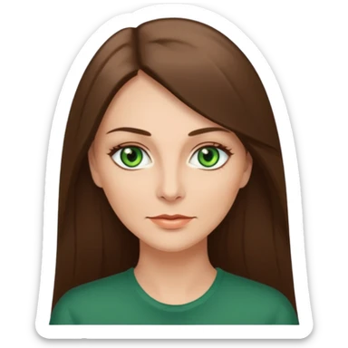 pretty middle age woman with green eyes and long straight ash-brown hair  sticker
