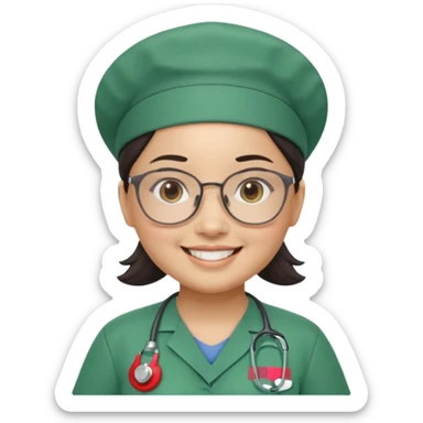 Open


Open


Open


Open
FILIPINA FEMALE NURSE, CHUBBY, NO HAIR, WITH GLASSES, GREEN SCRUBS, AND CAP, SMILING sticker