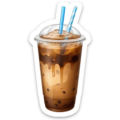  plastic cup of iced coffee with straw sticker