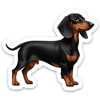 black and brown dachshund full body sticker