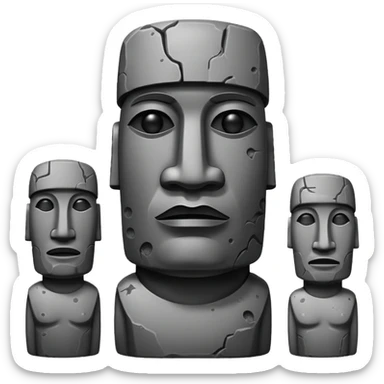 A moai statue in black and white sticker