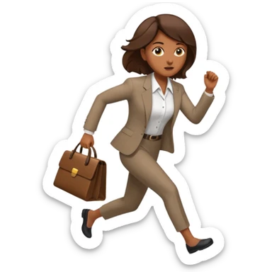 brown skinned female in business attire running out of door sticker