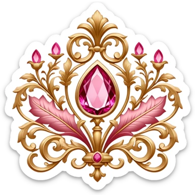 Reddish-pinkish and gold and white romantic vintage aesthetic decorations sticker