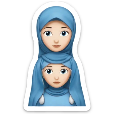 Turkish beautiful finish Konya girl blue eyes with hijab and long tail hearted design dress sticker