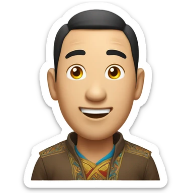 Smiling Mongolian man have a surprised  sticker