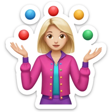 a girl juggling  with two hands  sticker