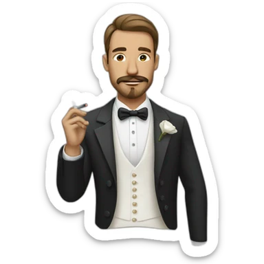 man in a wedding dress with facial hair smoking a cigarette sticker