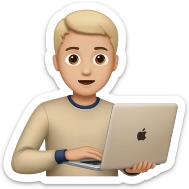 emoji of men which is holding a laptop and speaking sticker