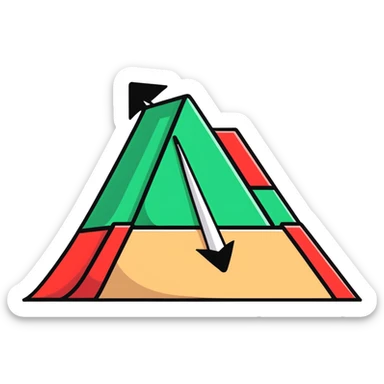 Arrow curving around an obstacle to reach target sticker