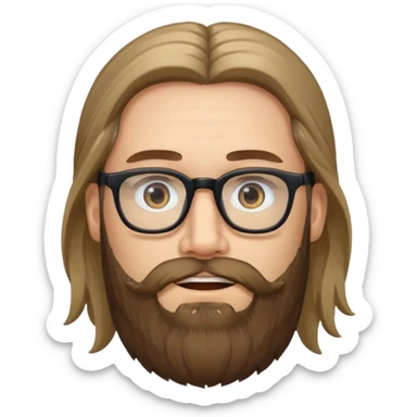 bearded long haired man with eyeglasses sticker