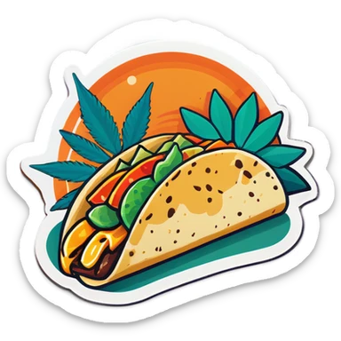 Cannabis leaf with tacos and orange cats sticker
