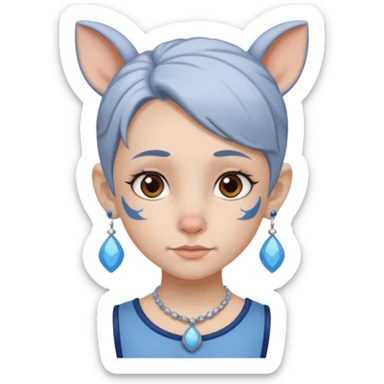 white-gray haired heavy blue tattooed big head accessory big nose mid size ear young girl sticker