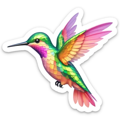 peach pink and yellow-green humming bird sticker