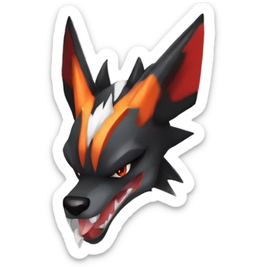 Black Cool Edgy Anthro Sharpedo-Sergal-Houndoom-Charizard Fakémon  with White and Red Edgy markings sticker