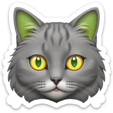 Cat grey with yellow and green eys sticker