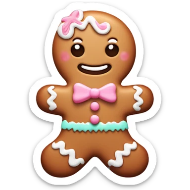 cute gingerbread man, with pastel pink frosting sticker