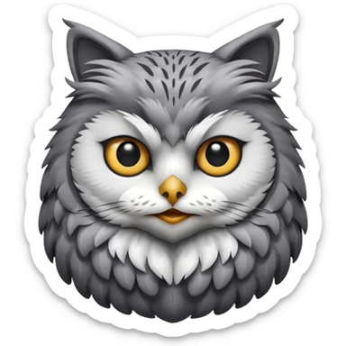 The owl with cat's face sticker