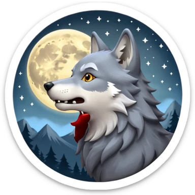 Real wolf howling at the moon sticker