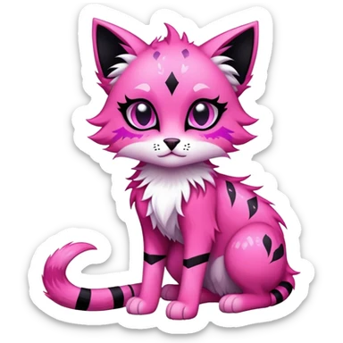 Vibrant edgy gothic Falvie-Fionbri-creature-sparkle-feline-fursona, full body, with random markings sticker