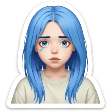 Billie Eilish with blue hair sticker