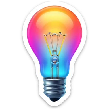 Generate a high-quality image of a glowing neon light bulb, bright vibrant colors, realistic glow effect, smooth gradient colors, no human figures, no facial features, no brand markings, simple dark background, high-reso

 sticker