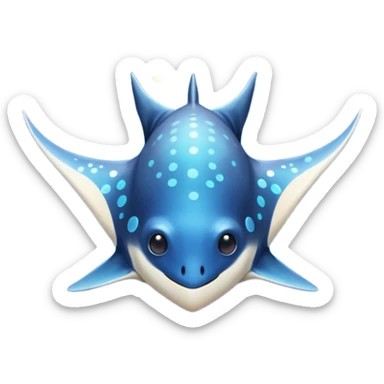 Starseed Manta emoji – full body, manta ray with wide wings, smooth glowing spots like small stars across its body, one central star crystal on its back, slight side angle, cute emoji style, no background sticker