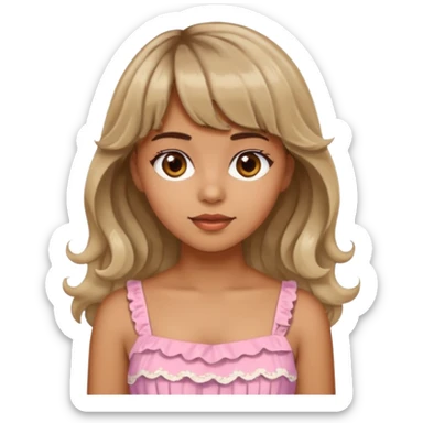 latina girl in a cute dress with bleached and brown wavy hair with bangs sticker