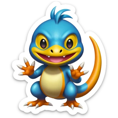 Elemental shimmering lucky charming smiling cute Croagunk-Dragalge-Hawlucha-Pokémon-Fakémon-hybrid-creature sticker