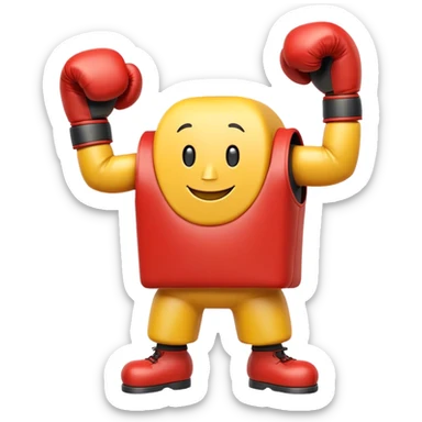 a A cartoon-style anthropomorphic train with boxing gloves sticker