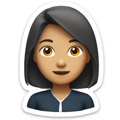 half body emoji of a Malay young girl with collegiate uniform, medium hair length. sticker