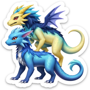 Shiny Sunny furry neon colorful scaly painted Asian pastel-gradient Absol-Salandit-Meloetta-Solgaleo-Luxray-Suicune-fusion sticker