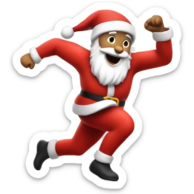 santa sprinting, with a large stride and arms outstretched sticker