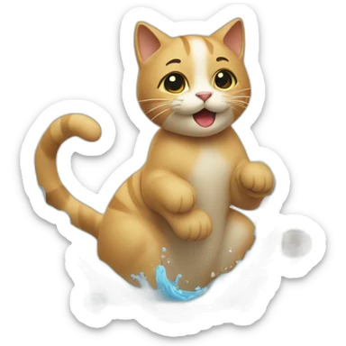 Un chat qui vois de l'eau sticker