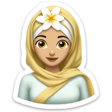  Jasmine flower with white petals and a yellow center of golden stamens. That is given by princess jasmine who wearing hijab sticker