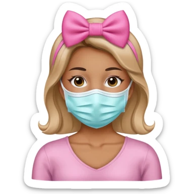 Dentista con un lazo rosa mujer con mascarilla sticker