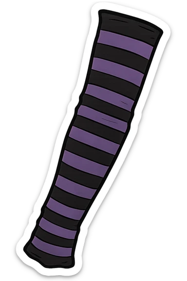 emo object, striped arm warmer, black and purple sticker