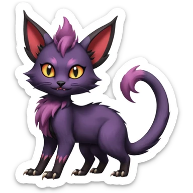 Dark gloomy gothic Black edgy cute Noivern-Noibat-Purloin-Torracat-Lykoi-Caracal-cat-Fakemon-fusion-hybrid-creature with an imp tail  sticker