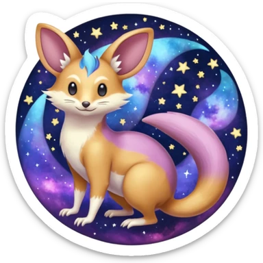 Nebula Celestial Lunar Starry Galactical Stellar Buizel-Minccino-Purrloin-Cresselia-Numbat-Bilby-Quoll-Meowstic-hybrid-fusion-creature (full body) sticker