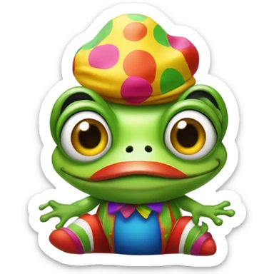 green frog dressed as a clown sticker