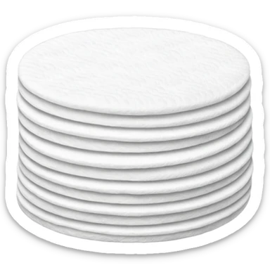 A long pile of 100 round flat thin cotton pads sticker