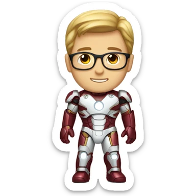 white nerd guy inside ironman suit sticker