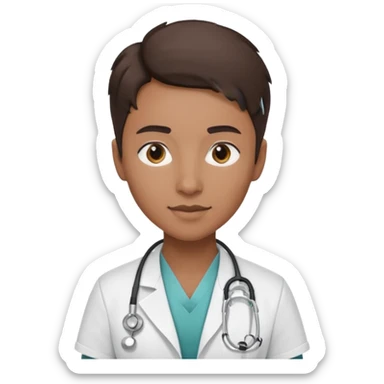 androgynous physician no stethoscope and medium tone skin  sticker