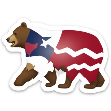 texas flag emoji with the california bear walking on the red and in the white part sticker