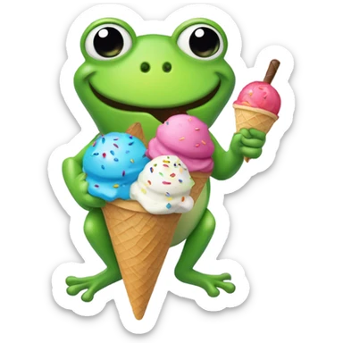 Frog w ice cream sticker
