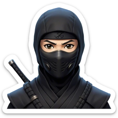 Clash of Clans aesthetic friendly Ninja Portrait Emoji, With a sleek, agile build clad in dark, stealthy attire and a determined gaze beneath a subtle mask, his face rendered in a natural skin tone (not yellow), Simplified yet sharply defined features, highly detailed, glowing with a cool, shadowy radiance, high shine, intelligent and stealthy, stylized with an air of ancient martial prowess, focused and alert, soft glowing outline, capturing the essence of a confident ninja ready to vanish into the shadows with effortless grace! sticker