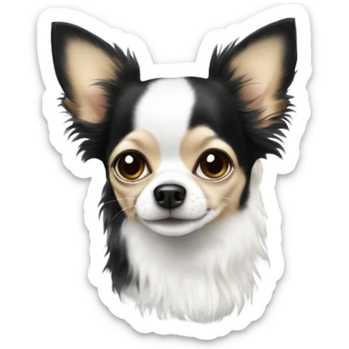 White and black long hair chihuahua  sticker
