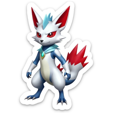  Cool Edgy Shiny Futuristic Ethereal Legendary Zangoose-Sneasel-Digimon-hybrid full body sticker